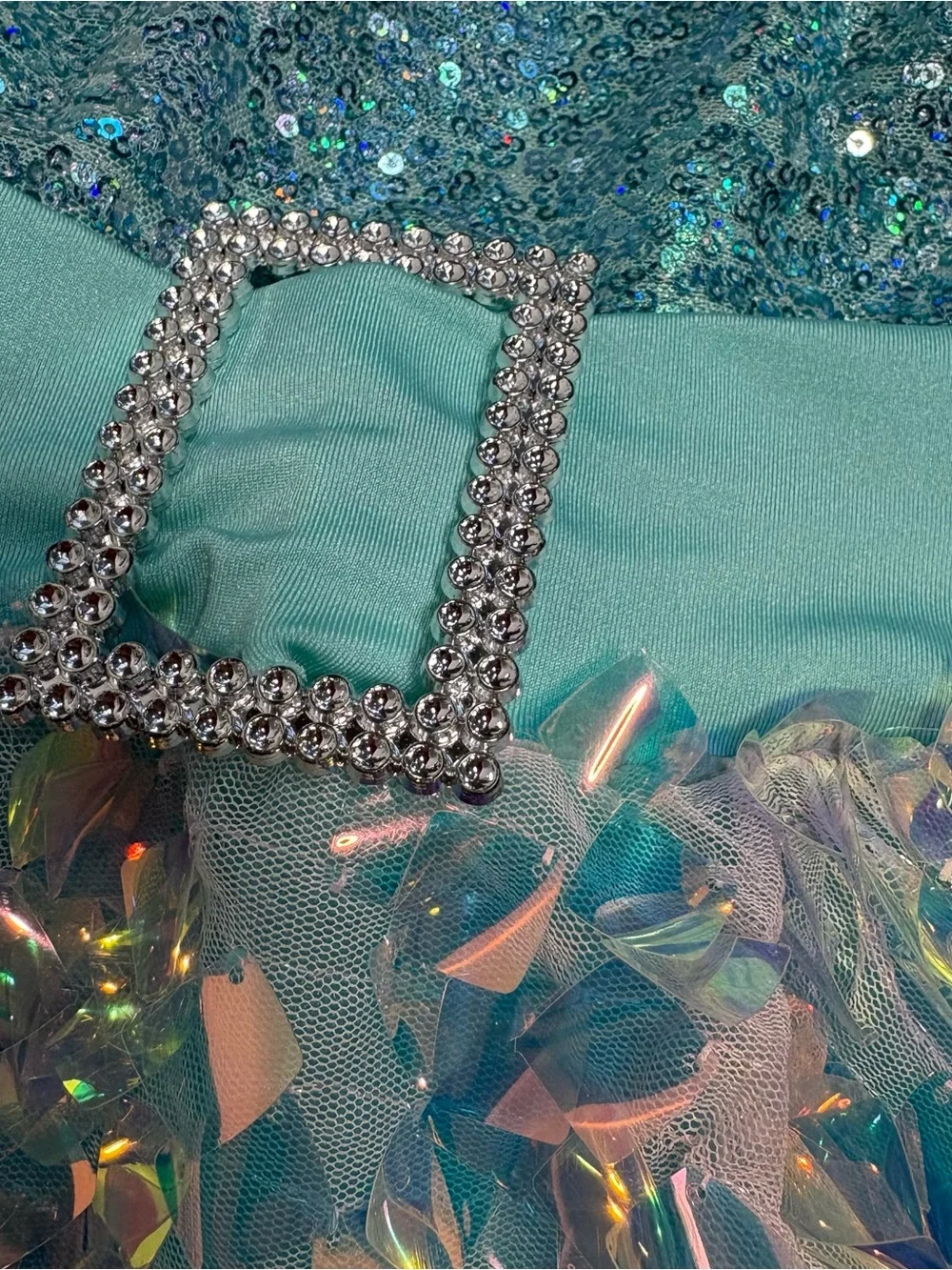 Gracie Girls Dance Costume SC Small Blue Sequin Shorts Tutu 18-24 Mo/ 2T
